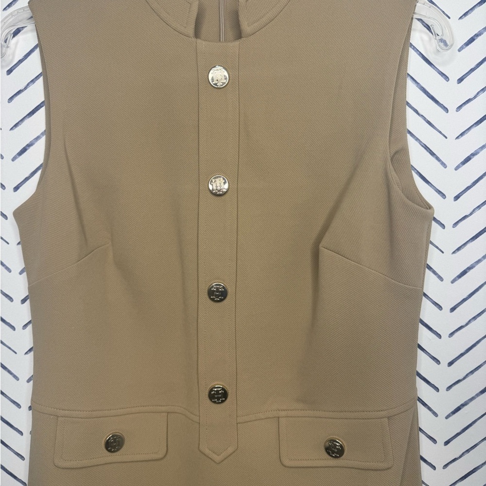 NWT Tommy Hilfiger Tan Twill shift dress Sleeveless Size 4 - Picture 6 of 8